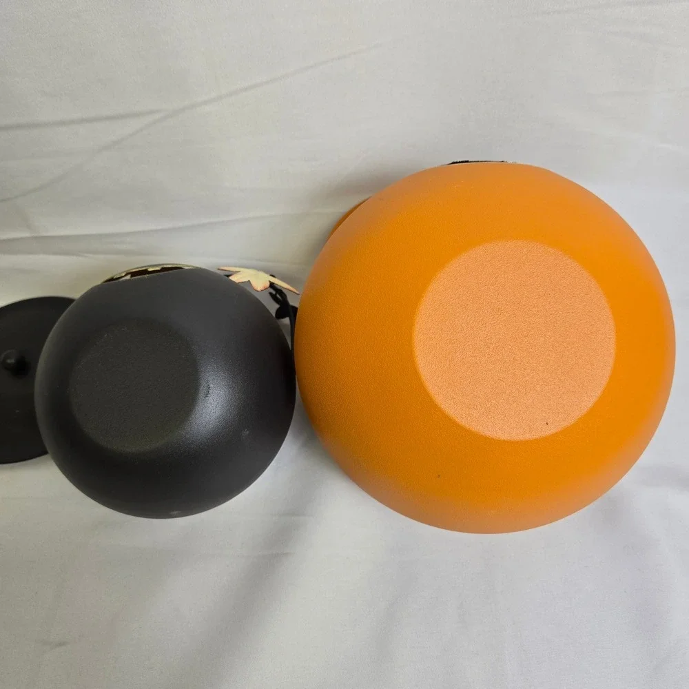 Metal Jack O Lantern Pumpkin‎ Candle Holders, Handles & Lids, Black Orange